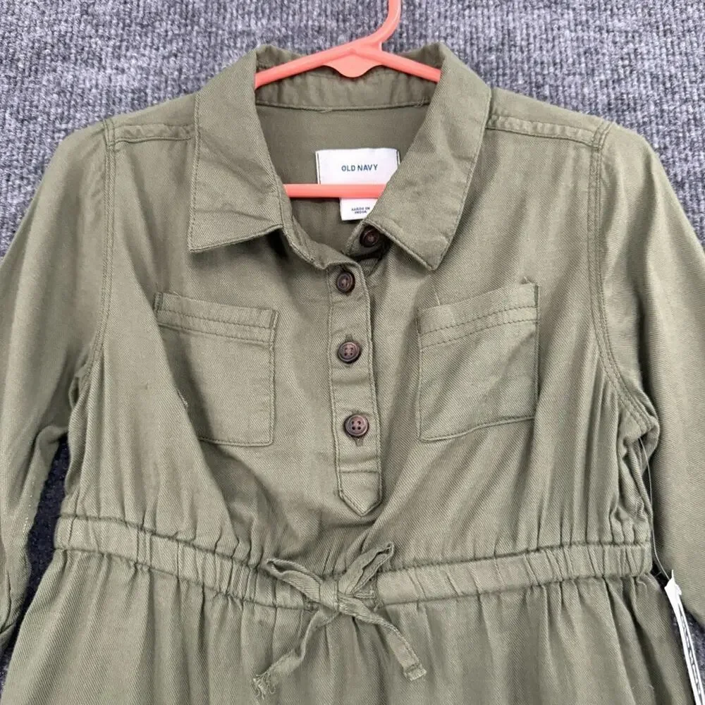 Old Navy Girls Shirt Dress Size 3T Olive Green Rayon Elastic Waist Military New